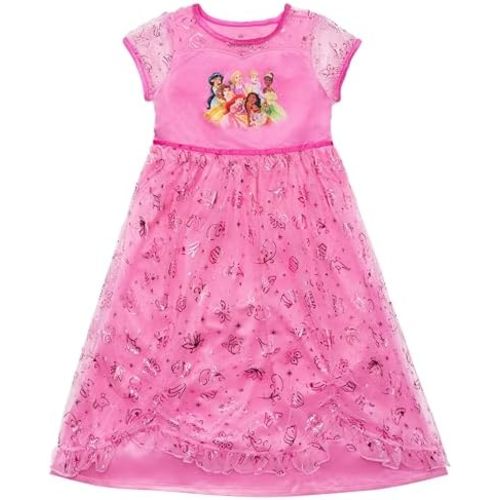 Disney Girls' Princess Dress Nightgown, Fantasy Gown, Soft & Cute Pajamas for Kids