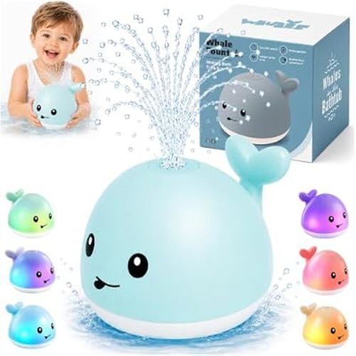 Gigilli Baby Bath Toys, Light Up Whale Bath Toy Sprinkler for Kids Boy Girl