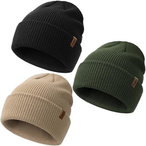 Baby Winter Hats, 0-6 months, Black/Green/Khaki