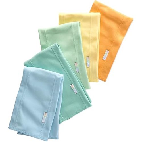 Butterblu Bailey 5-Pack Burp Cloths 100% Organic Cotton Knit for Newborn & Baby Boys & Girls, Sunny, One Size