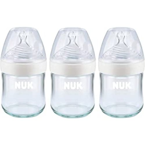 NUK Simply Natural Glass Baby Bottles, 4 oz, 3 Pack
