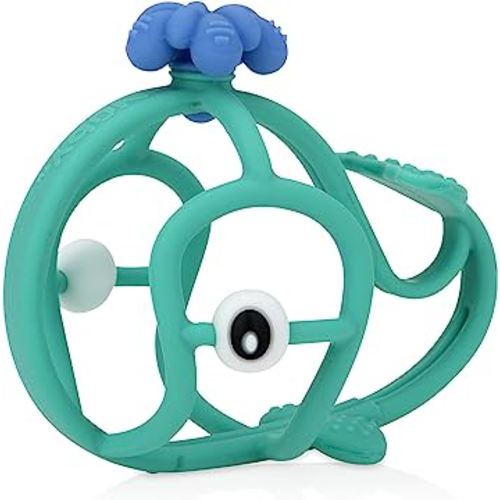 Nuby Chewy Chums All Silicone Soothing Teether, Whale - 3M+