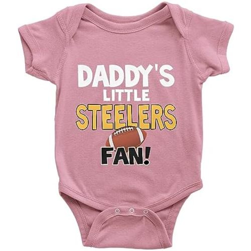 Baby Boy Girl Bodysuit Daddy's Steelers&Fan White Long Sleeve Newborn Organic Bodysuit 0-24 Months