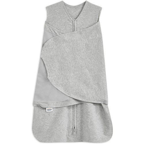 HALO 100% Cotton Sleepsack Swaddle, 3-Way Adjustable Wearable Blanket, TOG 1.5, Heather Grey, Small, 3-6 Months