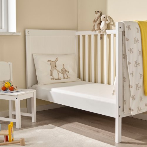LEN Crib fitted sheet - white/jersey 27 1/2x52 "