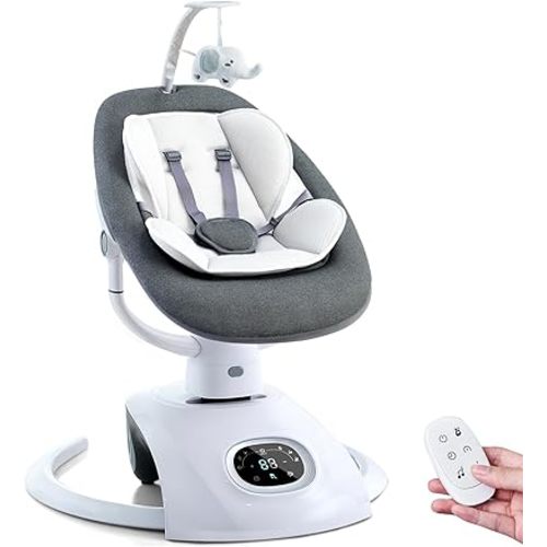 Baby Swing for Infants Electric Automatic Multi Motion Newborn for Girl & Boy with Remote Control, 5 Speed, 13 Melodies, Light Gray
