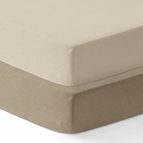 Dreamology Mini Crib Fitted Boys, Girls, 100% Cotton Crib Sheets, Mini Crib Mattress Sheet, Baby Crib Sheets, Pack and Play Sheets, 24x38 Mini Crib Sheet Fitted | Brown and Ecru