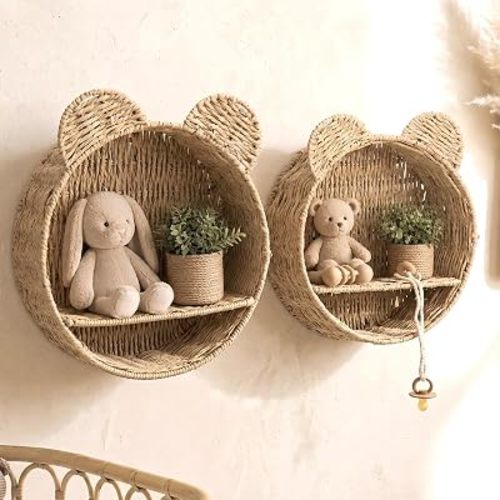 Novabright 2 Pcs Teddy Bear Nursery Decor Wall Shelf