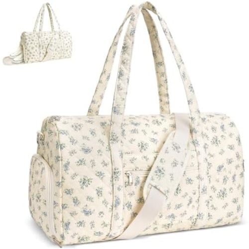 Gym Bag for Women, Cute Duffle Bag, Quilted Duffle Bag for Travel, Floral Duffle Bags, Weekend Bag with Zipper Pocket Dance Bag Organizer