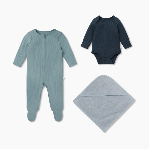MORI Ribbed Soak & Sleep Set - Sky Blue, 3-6m, 3