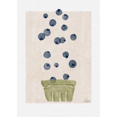 Watercolor Blueberries | Printable Watercolor Art | Nursery Art Print | Art Print | Gender Neutral Art Print | Gender Neutral Nursery