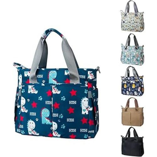 Diaper Bag Tote Satchel Waterproof Messenger Baby Diaper Bags for Mom and Dad Multifunction Medium Travel Tote Bags(Cute Dinosaur)