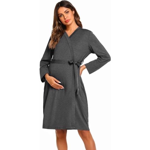 Ekouaer Maternity Robe Labor Delivery Nursing Gown Hospital Breastfeeding Dress Bathrobes