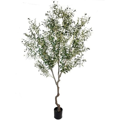 AfanD Artificial Tree Faux Olive Tree 8ft(92in,3200leaves) Tall Fake Olive Plant in Pot Fake Silk Tree Faux Plants Indoor
