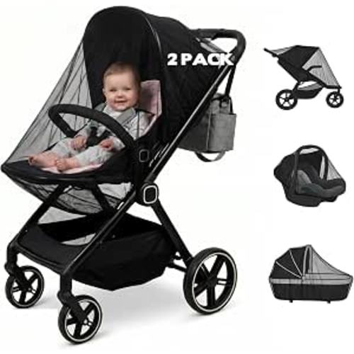 2 Pack Universal Baby Mosquito Net Cover for Stroller Car Seat Bassinet Infant Bug Mesh Netting Screen Crib Carrier Carriage