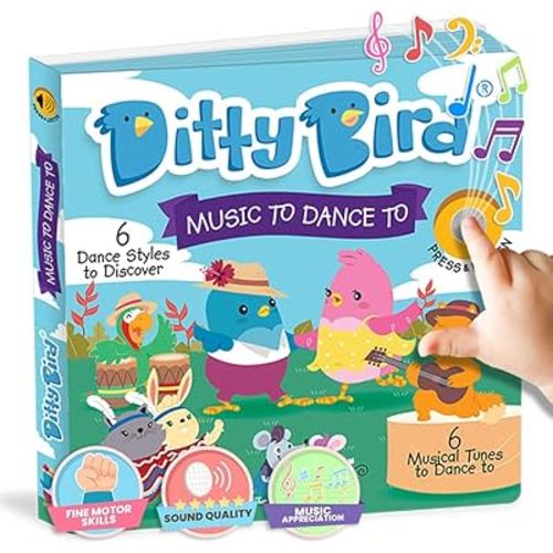 Ditty Bird Musical Books for Toddlers | Electronic Sound Book Dance Edition | Fun & Interactive Toddler Books for 1 Year Old to 3 Year Olds | Sturdy, Sensory Talking Book for Children