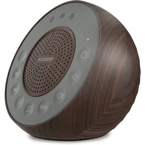 Housbay White Noise Machine with 31 High Fidelity Soothing Sounds, 5W High Power Loud Enough Speaker, Easy Volume Control, Sleep Timer, Sound Machine for Baby, Kids, Adults, Light Sleeper -Wood Grain