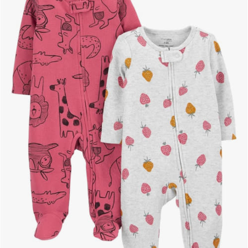 Simple Joys by Carter's baby-girls 2-way Zip Thermal Footed Sleep and Play, Pack of 2