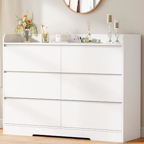 BEWISHOME 6 Drawer Dresser for Bedroom, Double Dresser with Fence