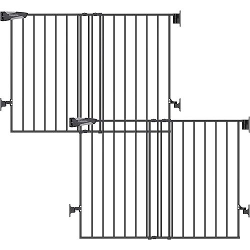Babelio Baby Gate for Stairs, Kitchen & Doorways, No Bottom Bar| Easy Installation| One-Handed Operation| Auto-Close| Hardware Mount (Drill Needed) Safety Dog Gate (Black - 2 Pcs, 26-43" W, 28" H)