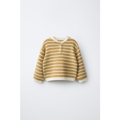 STRIPED KNIT JUMPER - Ocher | ZARA United States