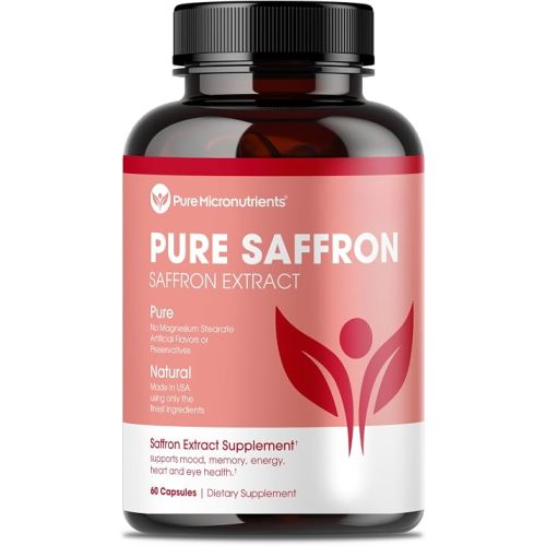 Saffron Supplement, 100% Pure Saffron Extract Capsules, Mood & Energy