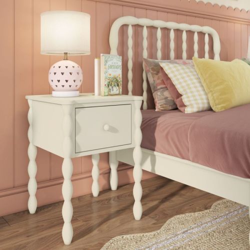 Jenny Lind 1 Drawer Nightstand (456x456/18x18), Linen White (12-0602)