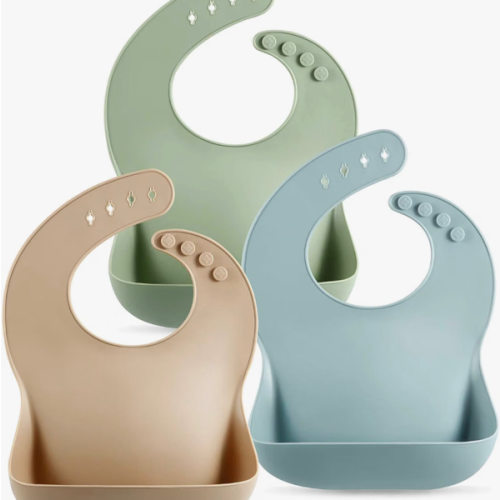 PandaEar Set of 3 Silicone Baby Bibs Waterproof, Soft, Unisex, 10-72 Months