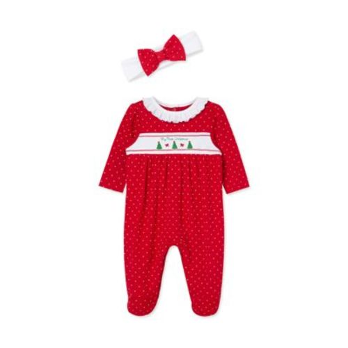 Baby Girls Dainty Trees Footie Pajamas with Headband