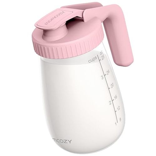 Momcozy Breast Milk Pitcher, Resistant to Heat and Cold Abrupt Temp Swings, No Leak Breast Milk Fridge Storage Container With Wide Mouth, Fast Baby Formula Maker, Breastfeeding Essentials, Pink