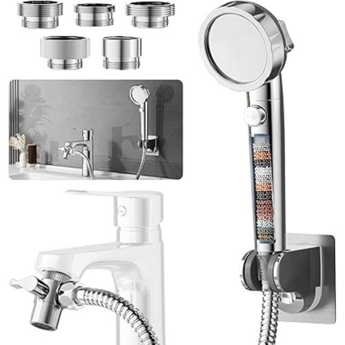 Sink Hose Sprayer Attachment for Faucet, 5 Adapters, Chrome
