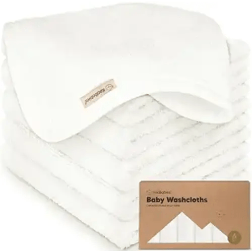 6-Pack Baby Washcloths, Soft Absorbent Washcloths for Face, Body (White)