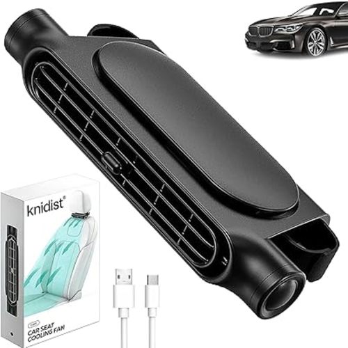 Car Seat Fan, Portable Car Fans for Backseat for Kids, USB Rechargeable Backseat Neck Cooling Air Conditioner Cooler Vent Clip on Fan with 3 Adjustable Wind Speeds Device for All Cars (Black, 1PC)