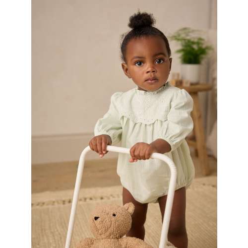 Mint Green Embroidered Bloomer Baby Romper (0mths-2yrs)