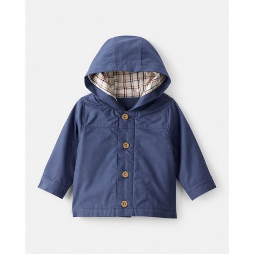 Baby Boy Hooded Flannel Jacket - Navy