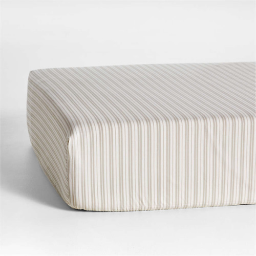 Frenchie Natural Taupe Organic Cotton Crib Fitted Sheet by Leanne Ford