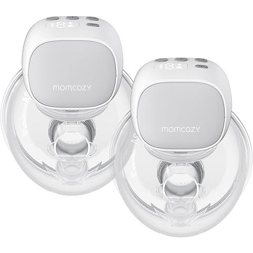 Momcozy S9 Pro Updated Hands Free Breast Pump, Wearable Breast Pump of Longer Battery Life & LED Display, Double Electric Pump with 2 Modes & 9 Levels - 24mm, 2 Pack Gray