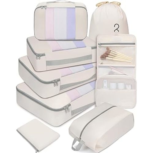 BAGAIL 6 Set/8 Set/10 Set Packing Cubes Various Sizes Packing Organizer for Travel Accessories Luggage Carry On Suitcase