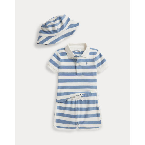 Striped Terry Polo Shirt, Short & Hat