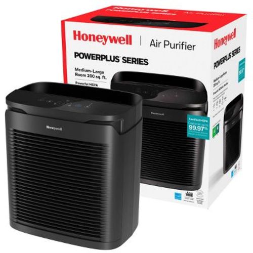 Honeywell Power Plus HEPA Air Purifier for Medium and Large Rooms Black: 4 Settings, 100-300 sq. ft., AHAM & Energy Star Certified