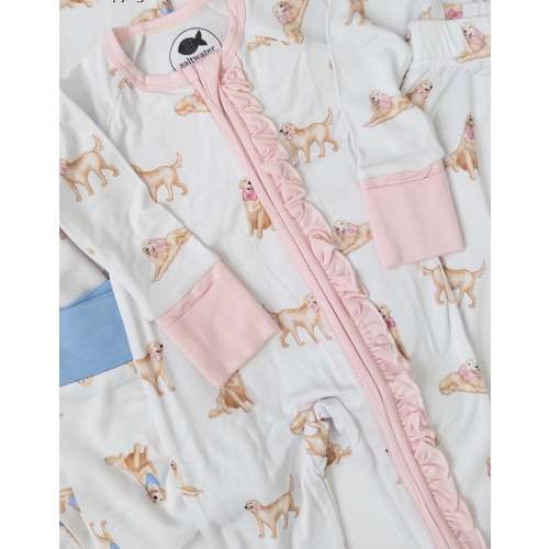 Golden Dreams Pink Ruffle Zip pajamas