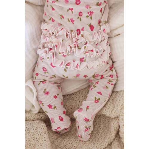 Penny's Posies Bamboo Waffle Ruffle Zipper Footie