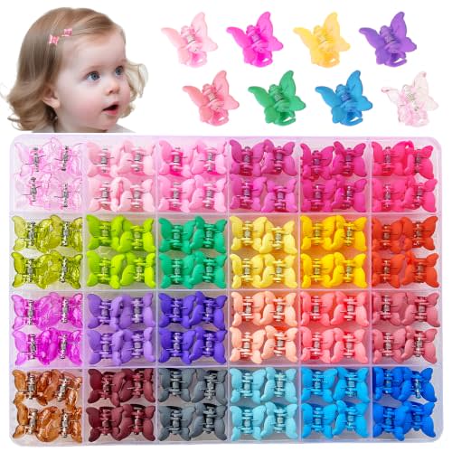 96pcs Baby Girl Hair Clips 24 Multicolors Colors Mini Hair Claw Clips Small Tiny Butterfly Claw Clips Baby Hair Accessories for Toddler