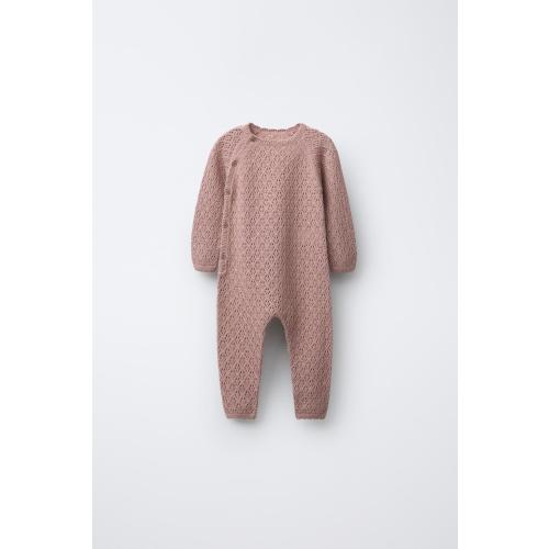 COTTON SILK KNIT JUMPSUIT - Pink | ZARA United States