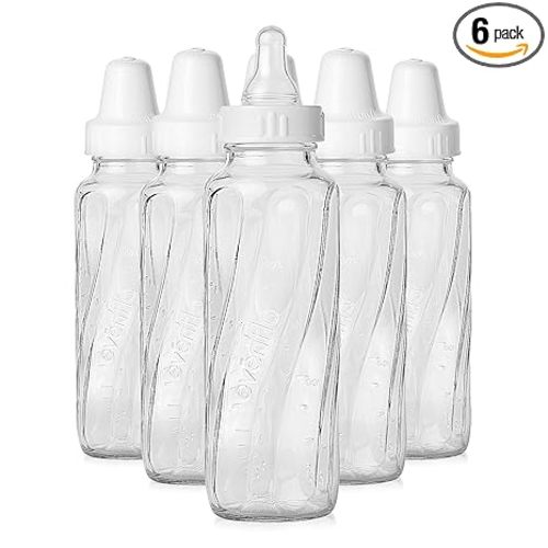 Evenflo Feeding Classic Glass Bottle, Twist Bottles, 8 Oz, 6 Bottles