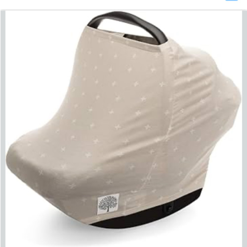 Parker Baby 4 in 1 Car Seat Cover for Girls and Boys - Stretchy Carseat Canopy, Nursing Cover, Grocery Cart Cover, High Chair Cover - "Desert"