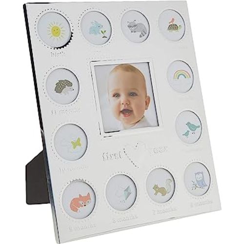 Carter's Baby's First Year Animal Theme Silver Metal Month by Month Picture Frame, 9.75" L x 11.75" H