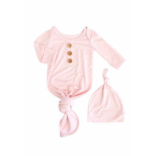 Baby Pink Newborn Baby Knot Gown & Hat Set