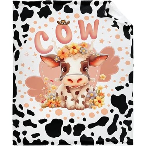 Cute Cow Print Baby Blanket Gifts Super Soft Swaddle Newborn Cozy Baby Receiving Blanket Stroller Throw Blanket for Crib 40x30 in for Baby/Puppy