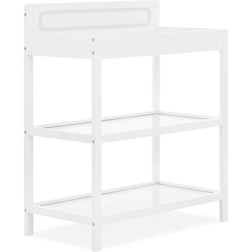 Dream On Me Avery Baby Changing Table – Compact Modern Changing Station with 2 Open Shelves, New Zealand Pinewood, Easy-to-Clean, BSA Certified, Space-Saving Nursery Storage – White